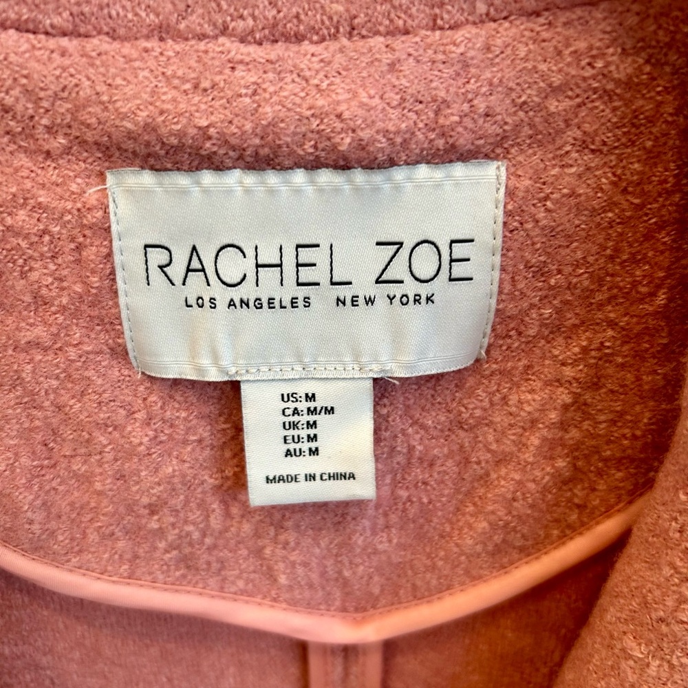 Rachel Zoe pink wool blend single button coat